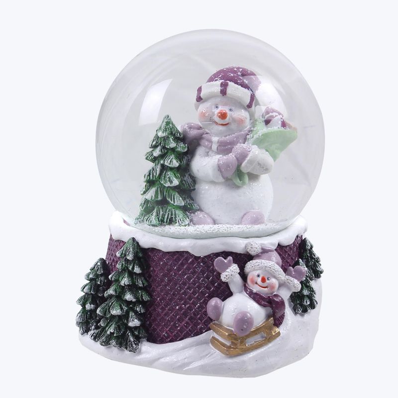 Snow Globe, Purple Snowman w/Music Windup