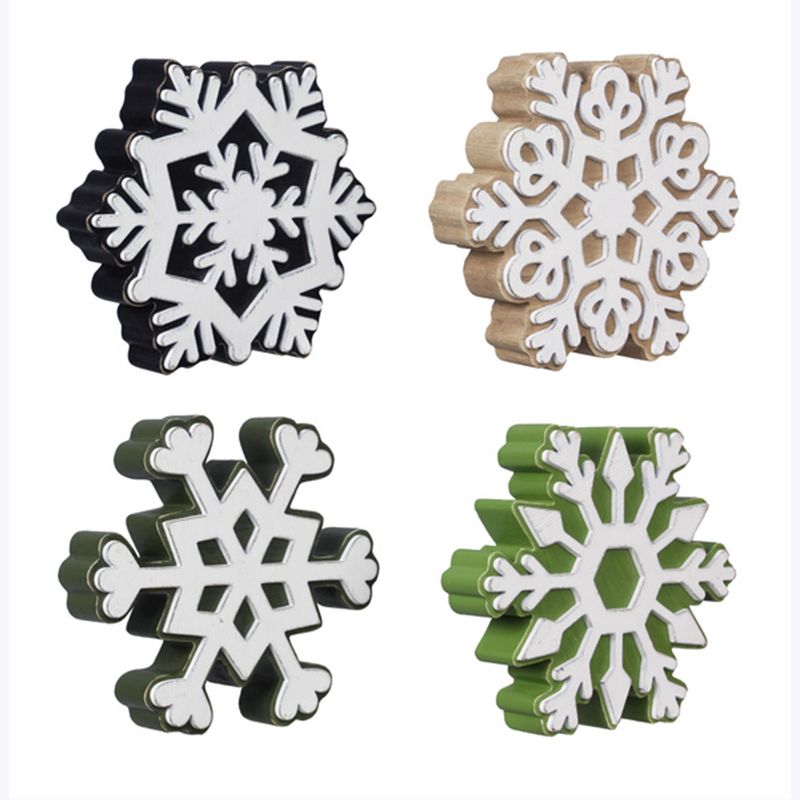 Tabletop, Wood Snowflake 4 Asst 6&quot;