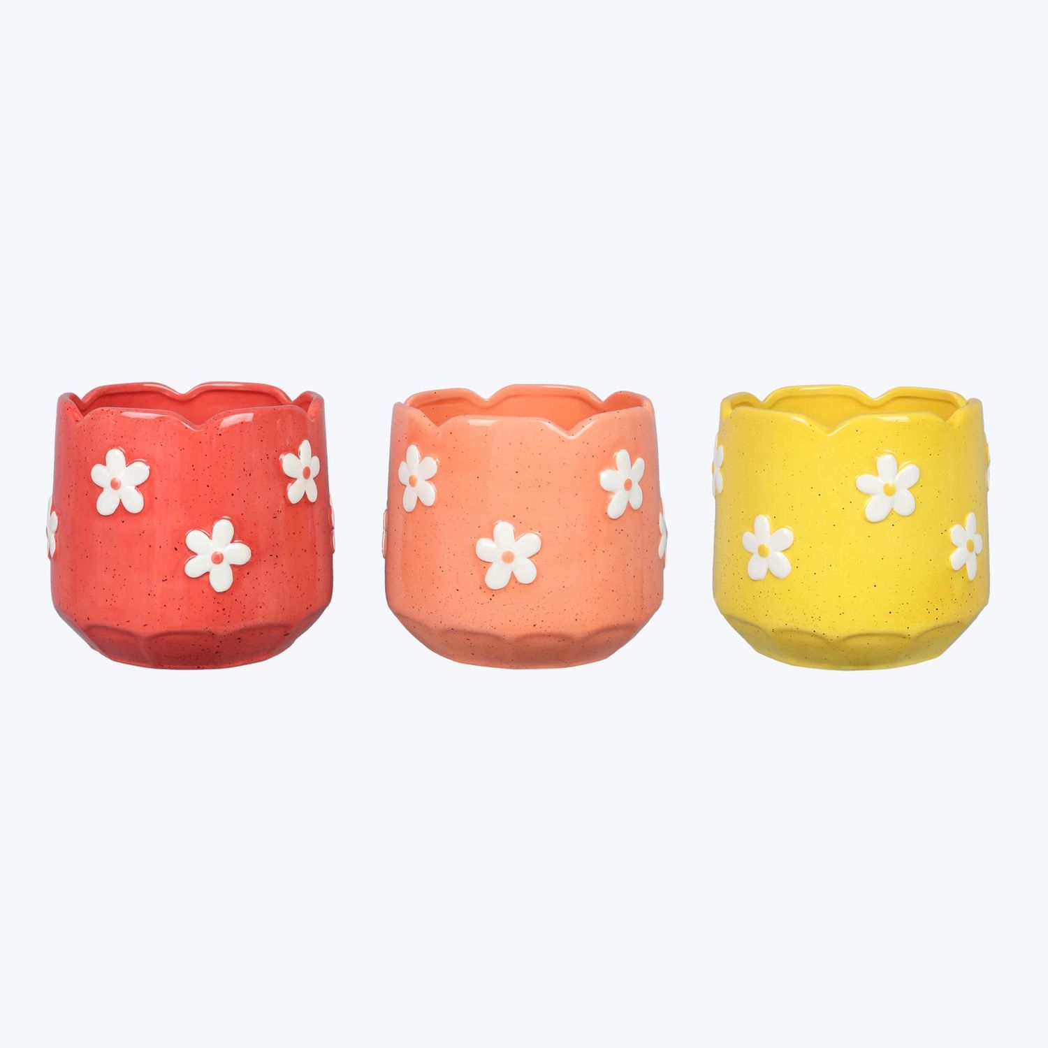 Planter, 3 Asst Ceramic Floral