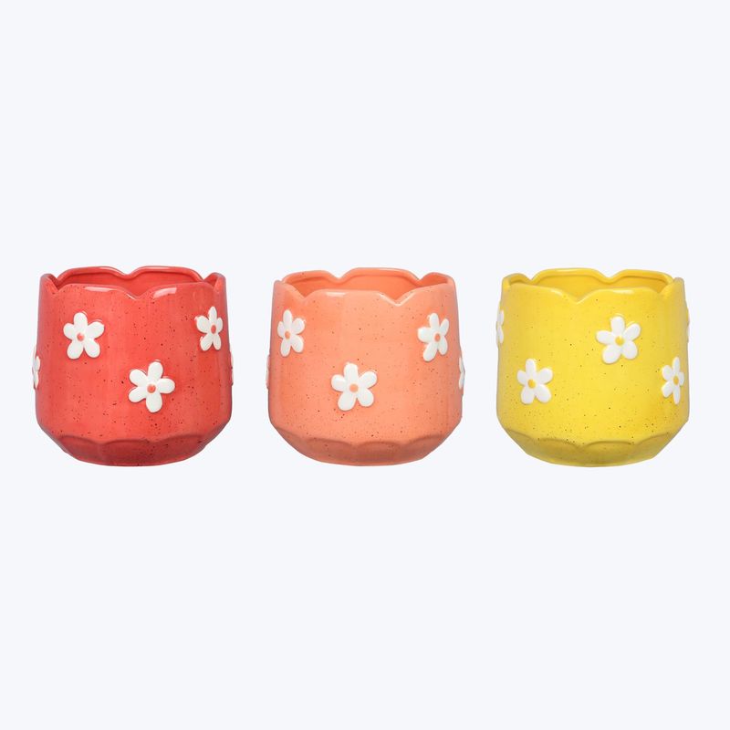 Planter, 3 Asst Ceramic Floral