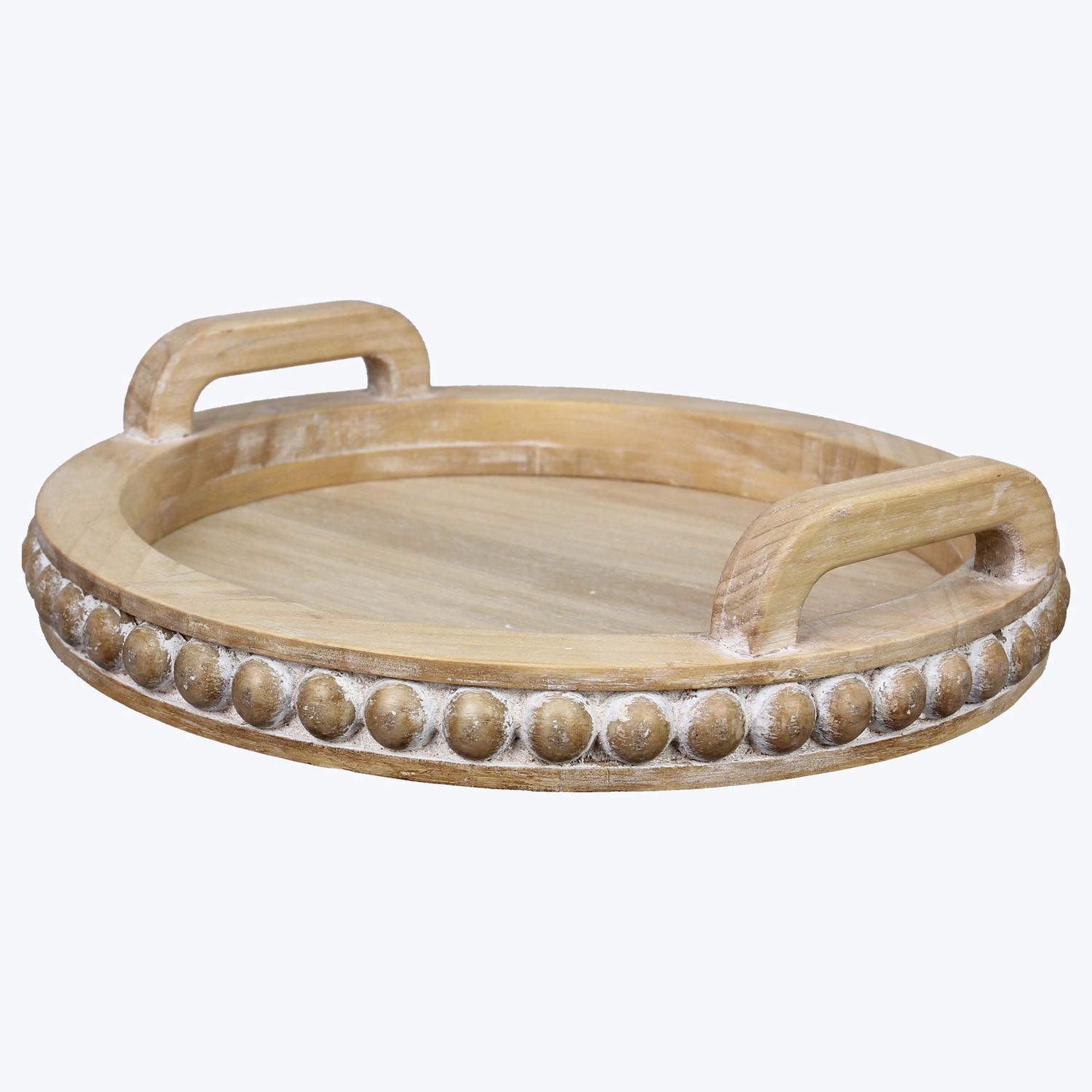 Tray, Wood w/Blessing Bead Trim 11&quot;