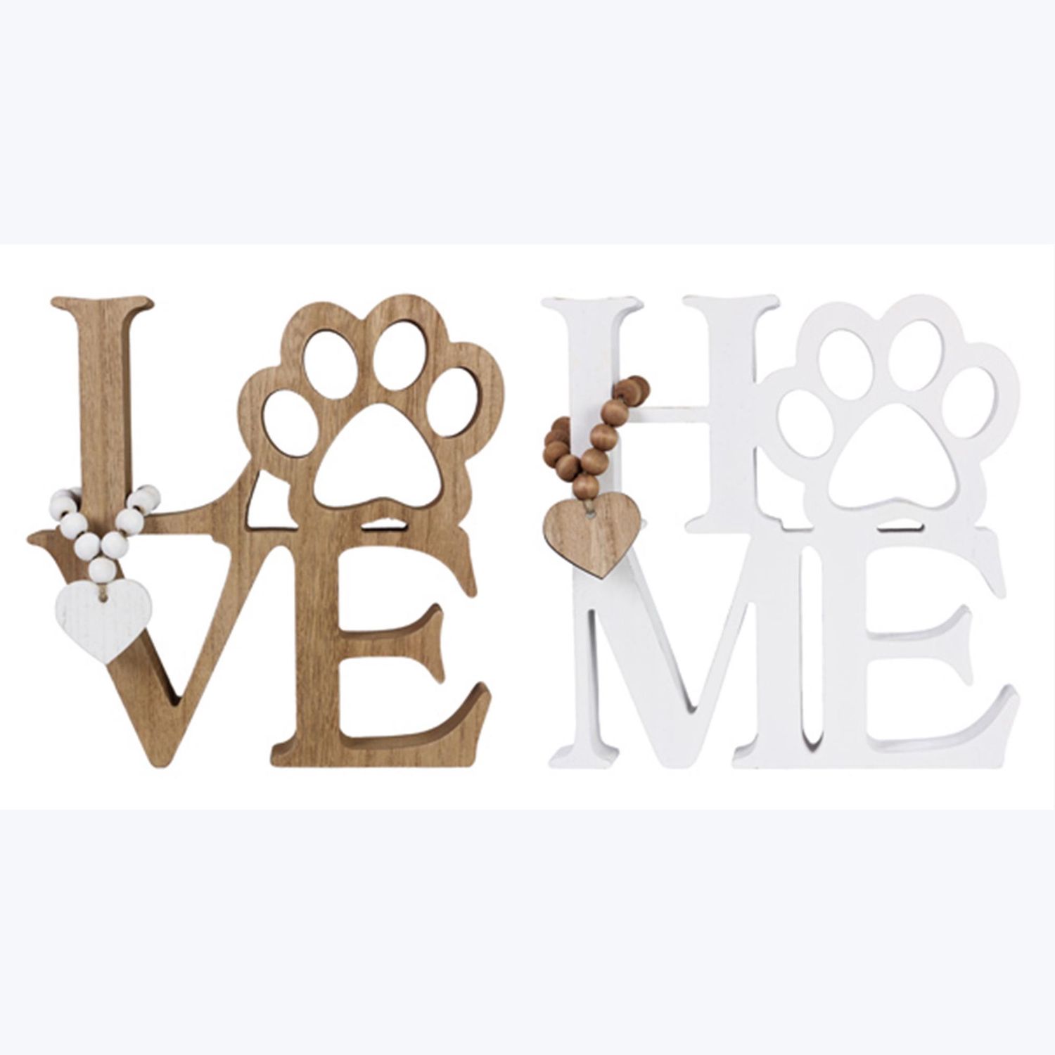 Sign, Wood Stacked Word w/Attached Beads &amp; Charm