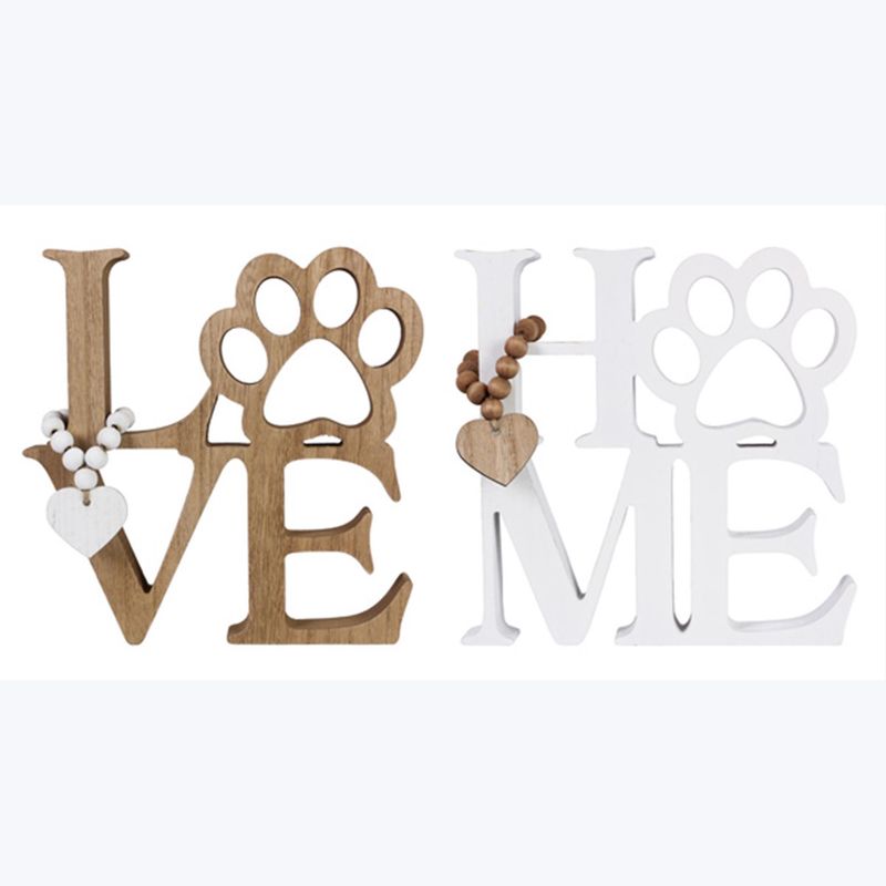 Sign, Wood Stacked Word w/Attached Beads &amp; Charm