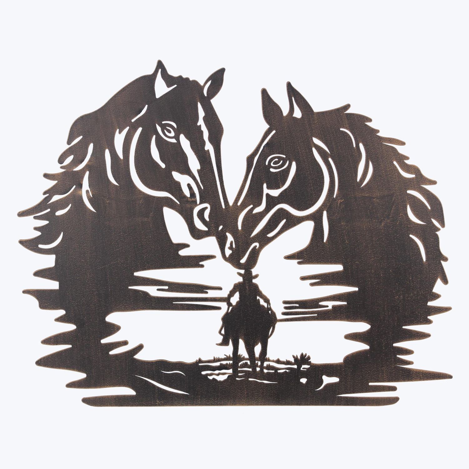 Wall Decor, Metal Laser Cut Cowboy Dreaming of Horses 15x18&quot;