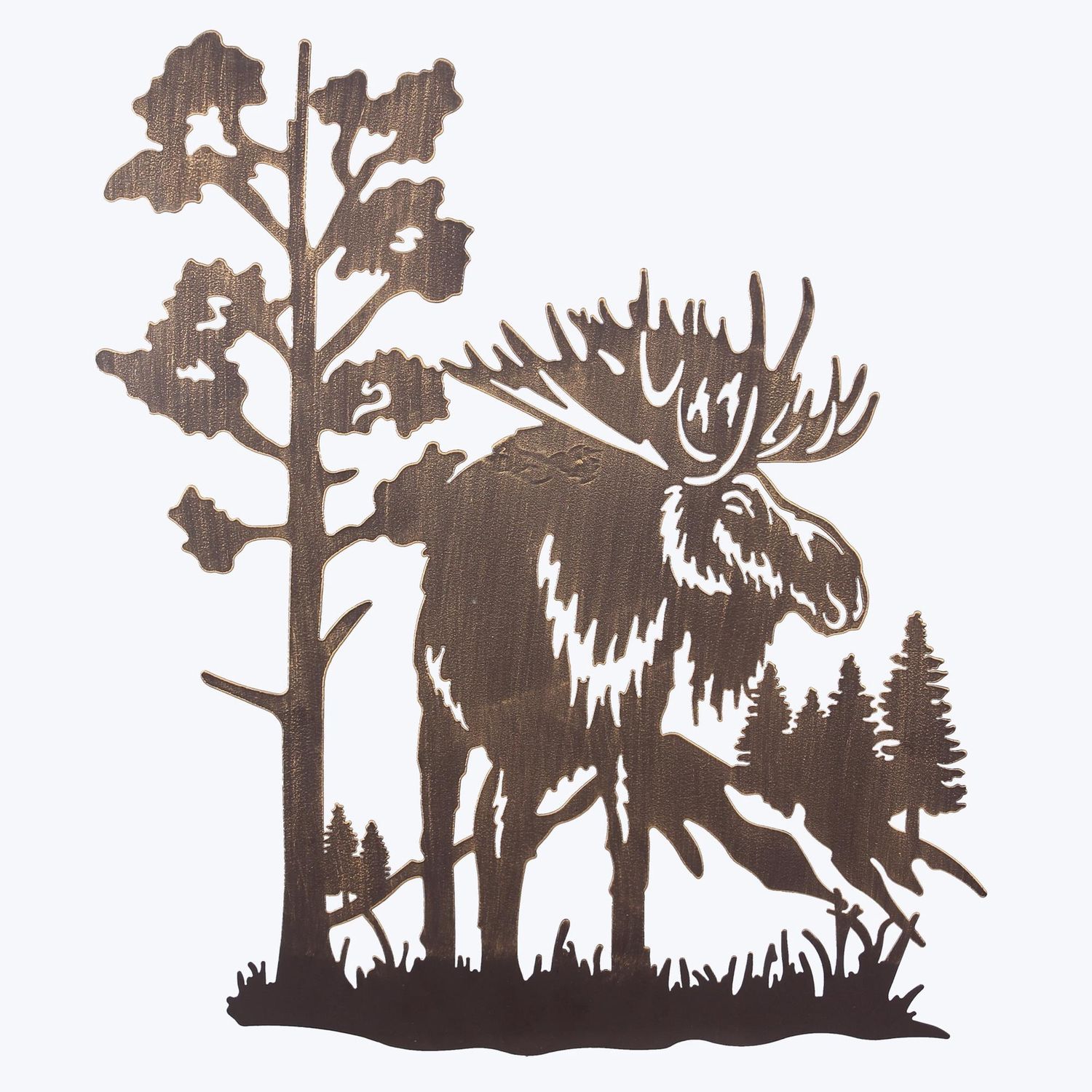 Wall Decor, Metal Laser Cut Moose in Woods 17x20&quot;