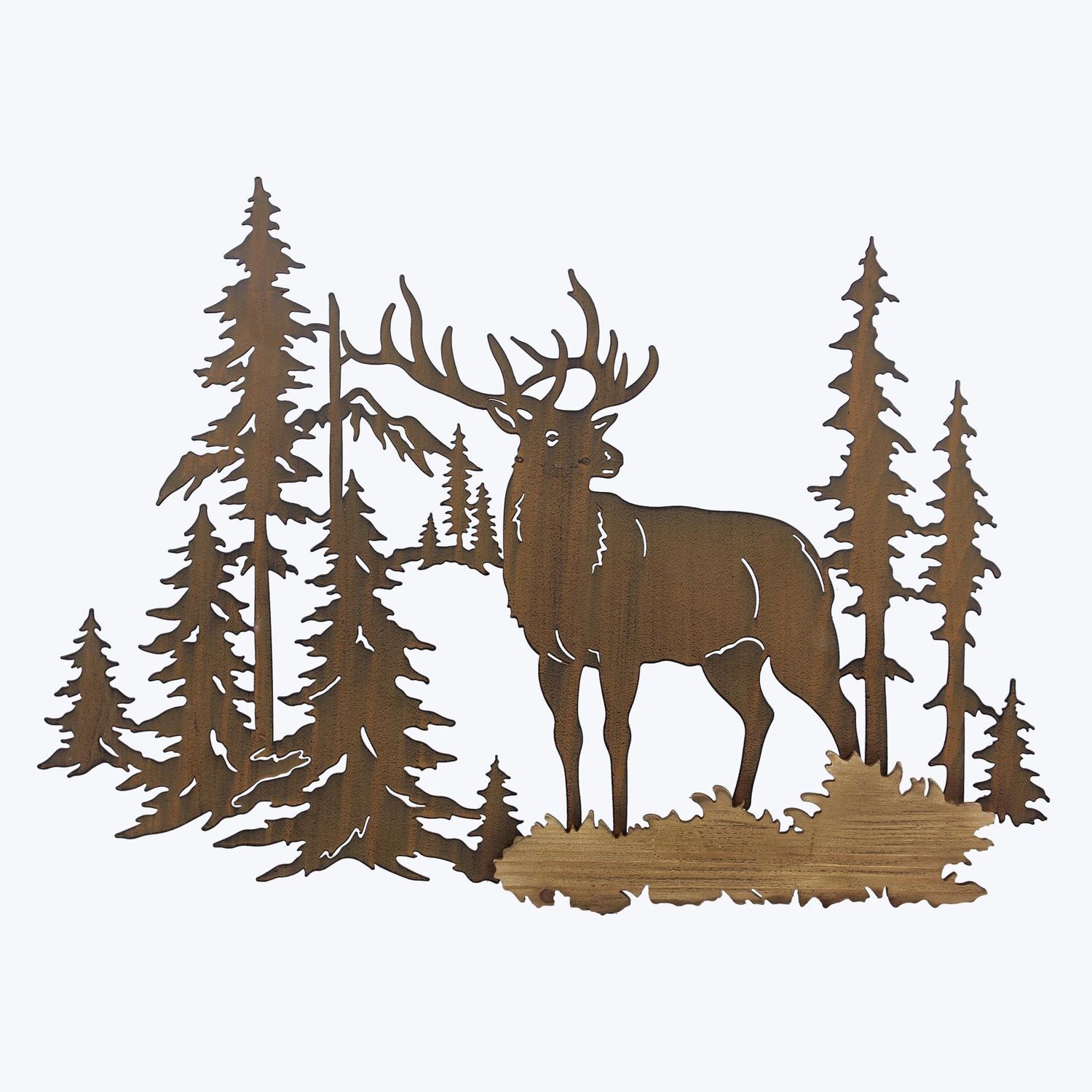 Wall Decor, Metal Laser Cut 3D Deer in Woods 18x27