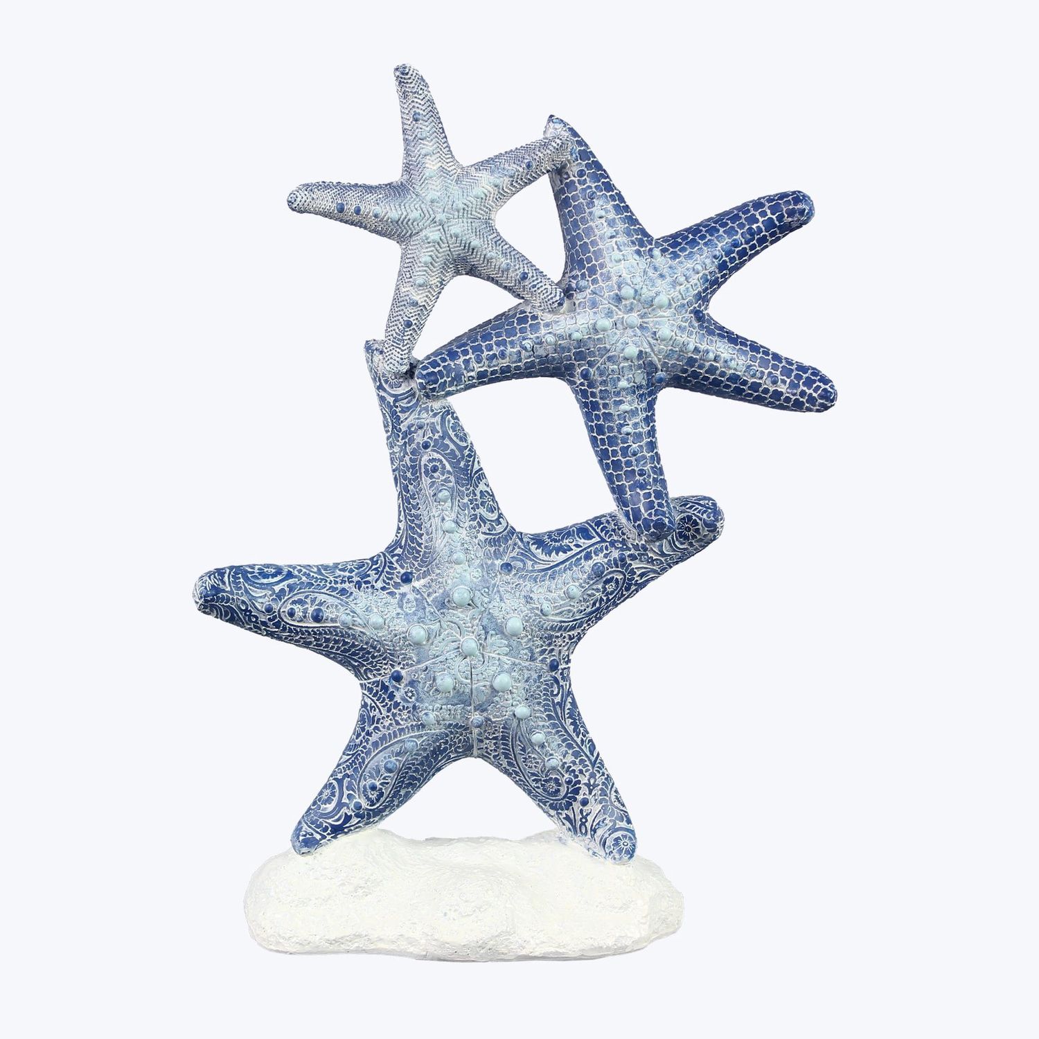 Tabletop, Blue &amp; White Stacked Starfish 13&quot;