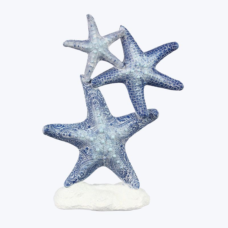 Tabletop, Blue &amp; White Stacked Starfish 13&quot;