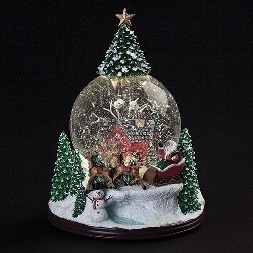 Snow Globe, 9.2&quot; Lighted Cabin Dome w/Treetop