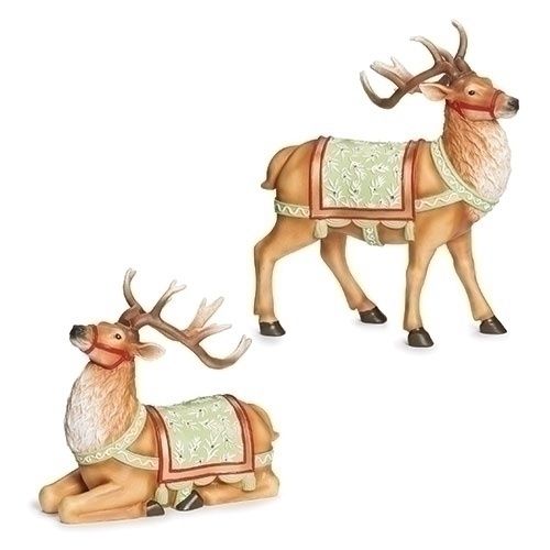 Reindeer, Set/2 Mistletoe Pattern on Saddle 7&quot;/9.25&quot;