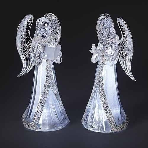 Luminary, 8.75&quot; Lighted Angel w/Bird or Book 2 Asst