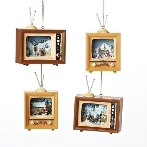 Ornament, 4" Retro TV 4 Asst