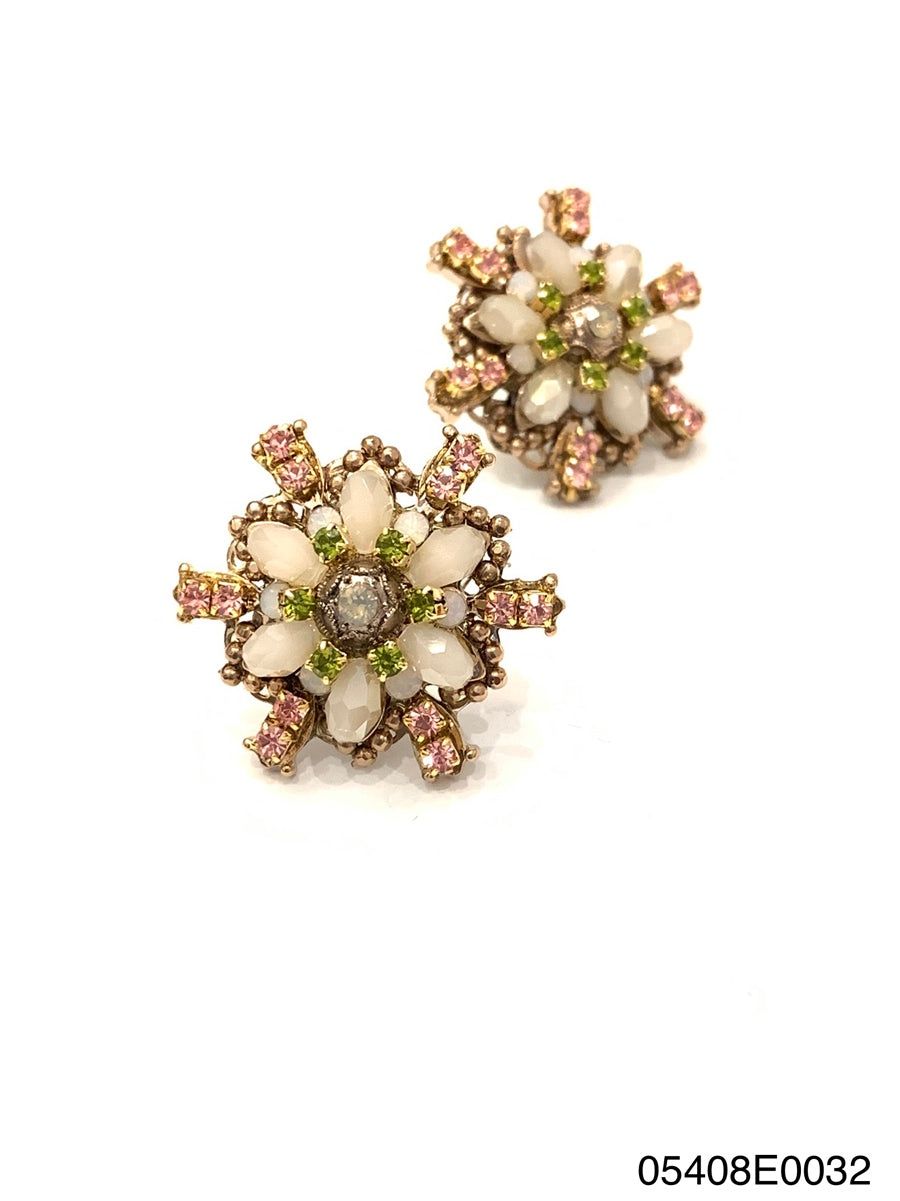 Earrings, Ariah Flower Stud AG Peach