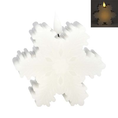 Candle, Silver Snowflake Shape LED