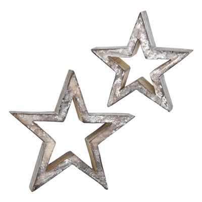 Vintage Set/2 Distressed Wood Stars