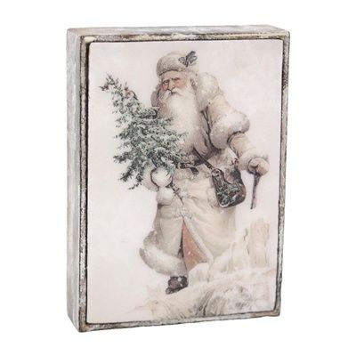 Wood Block, Vintage Santa 5x7