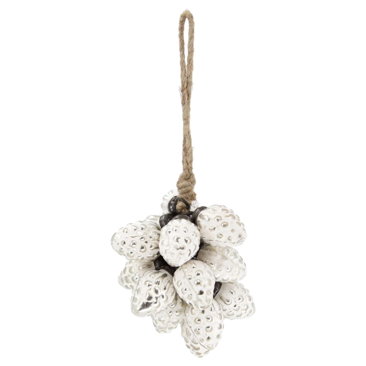 Ornament, Vintage White/Silver Berry Cluster