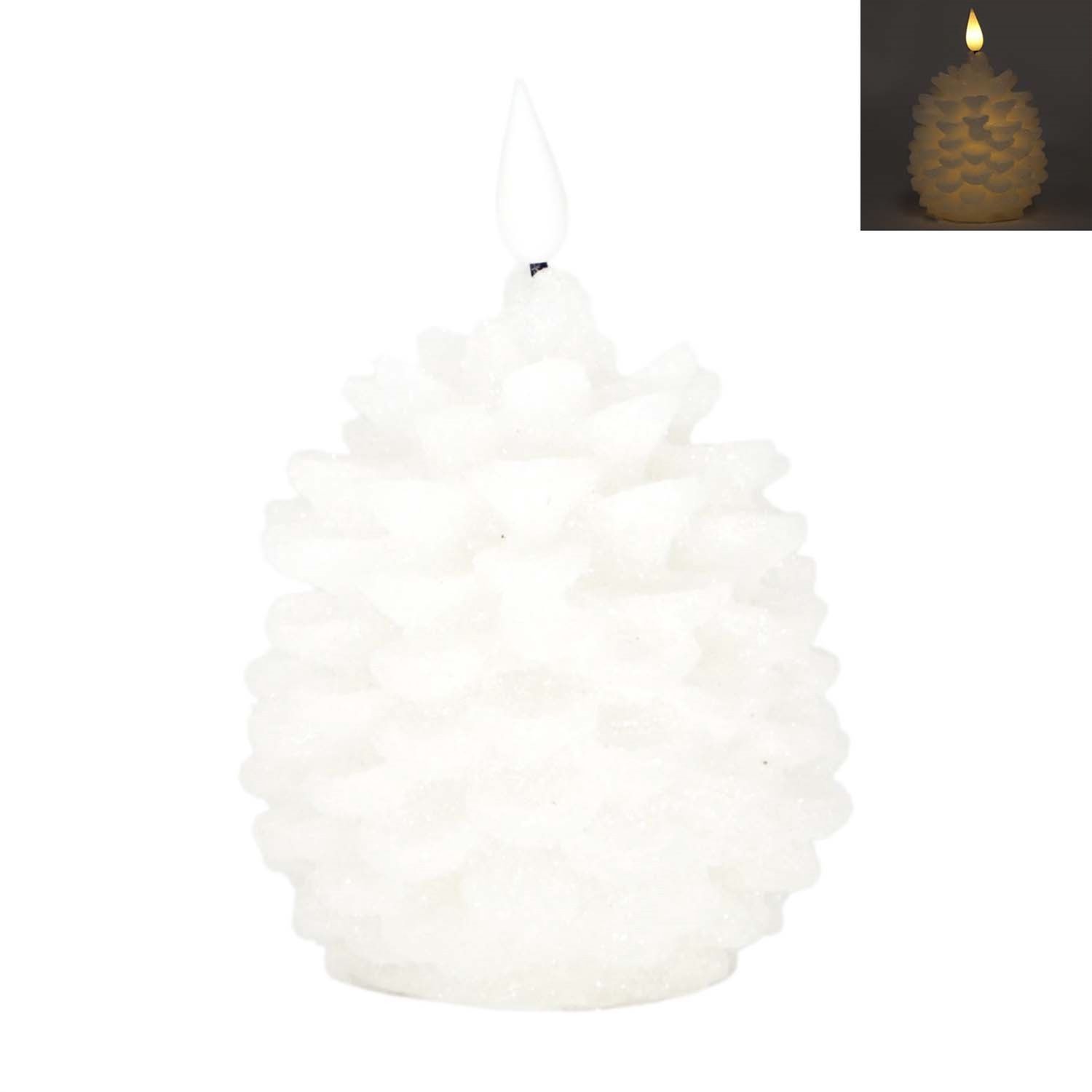 Candle, White Pinecone LED 3x4&quot;