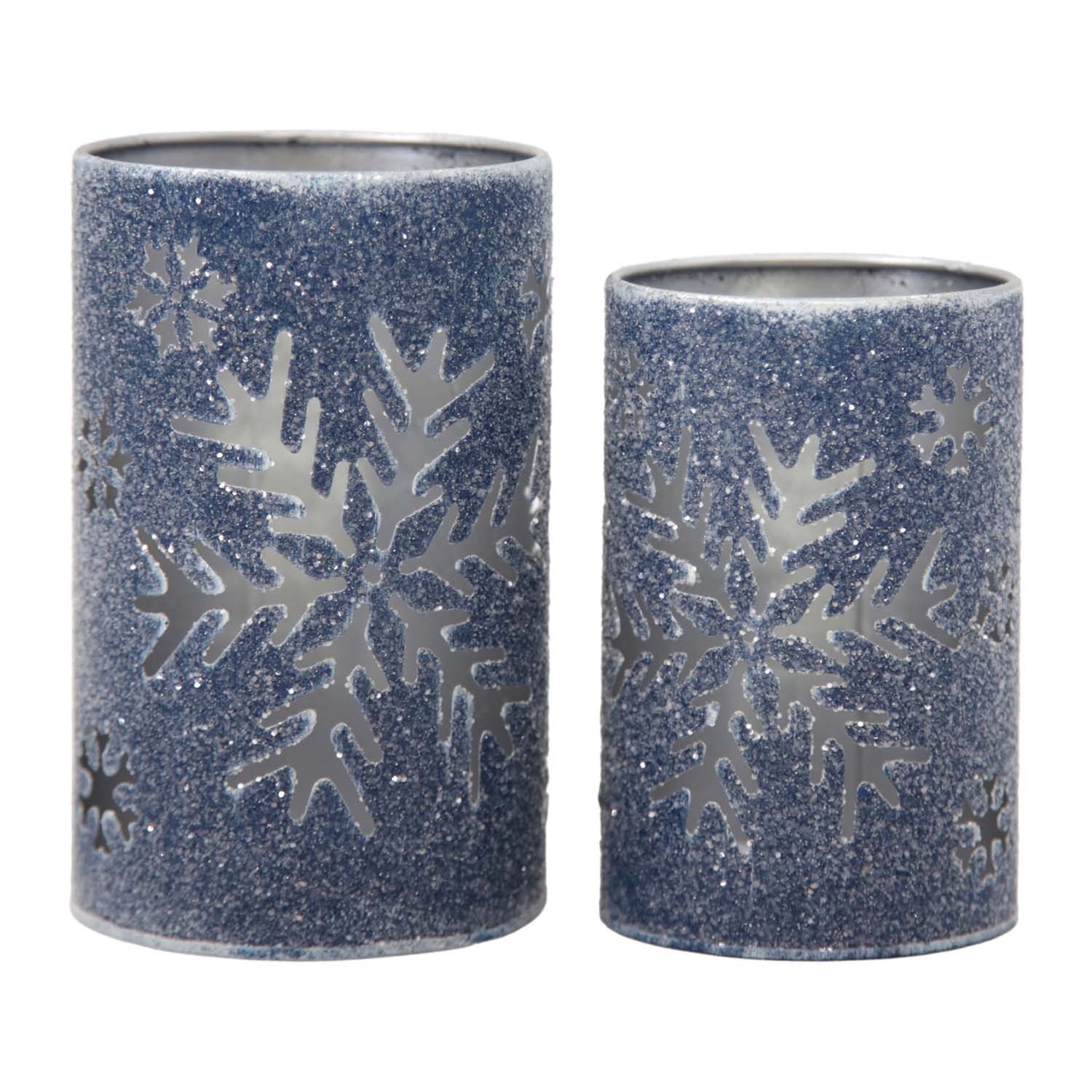 Canister, Metal Midnight Blue Snowflake Cutout Set/2