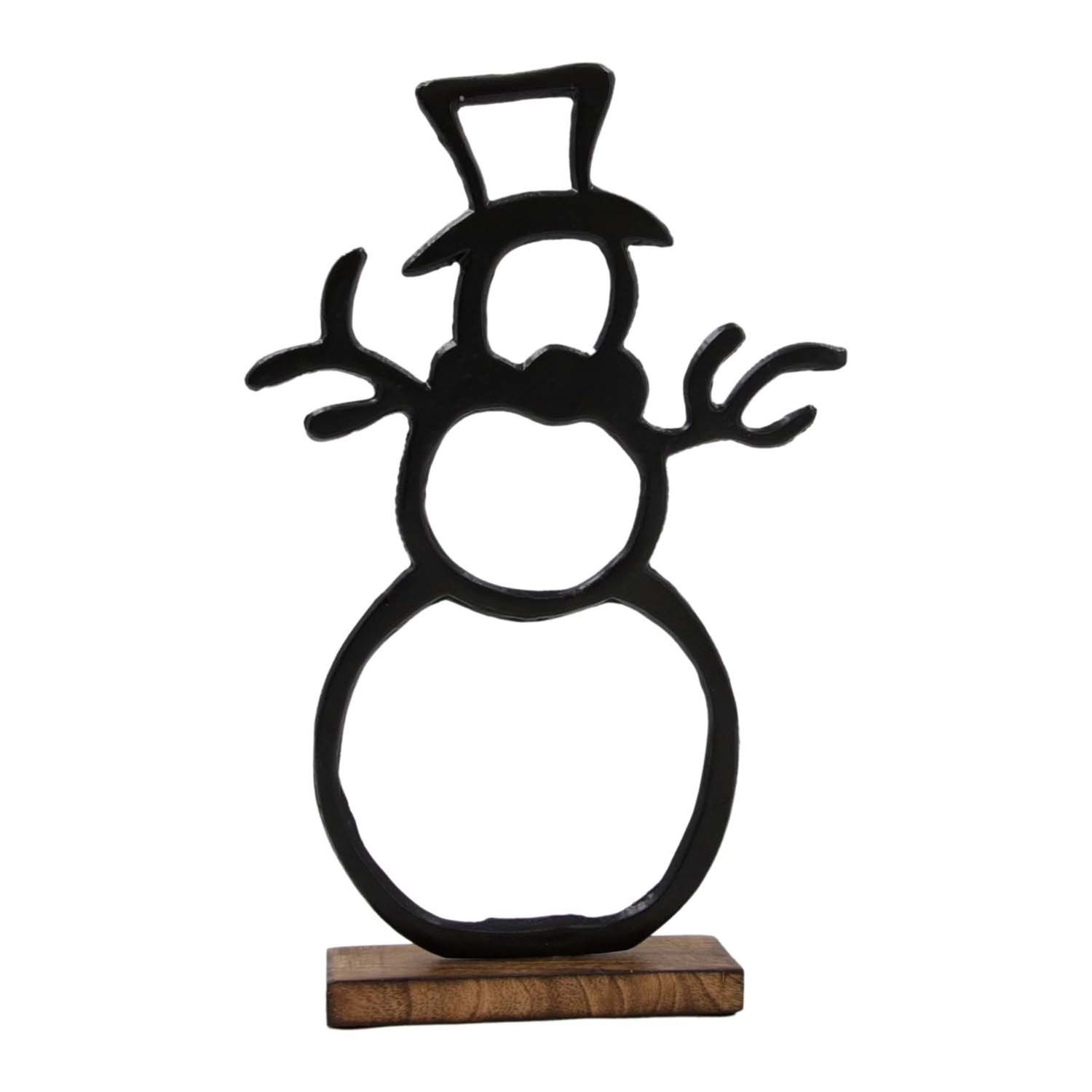 Snowman, MD Blk Metal Cutout on Stand 14"
