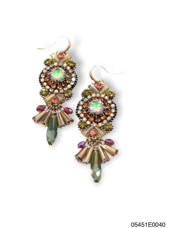 Earrings, Genevieve Drop Gold/Pink