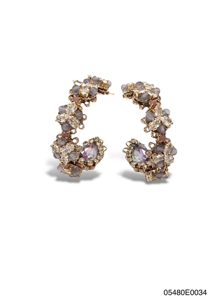 Earrings, Charlotte Hoop Gold/Laven