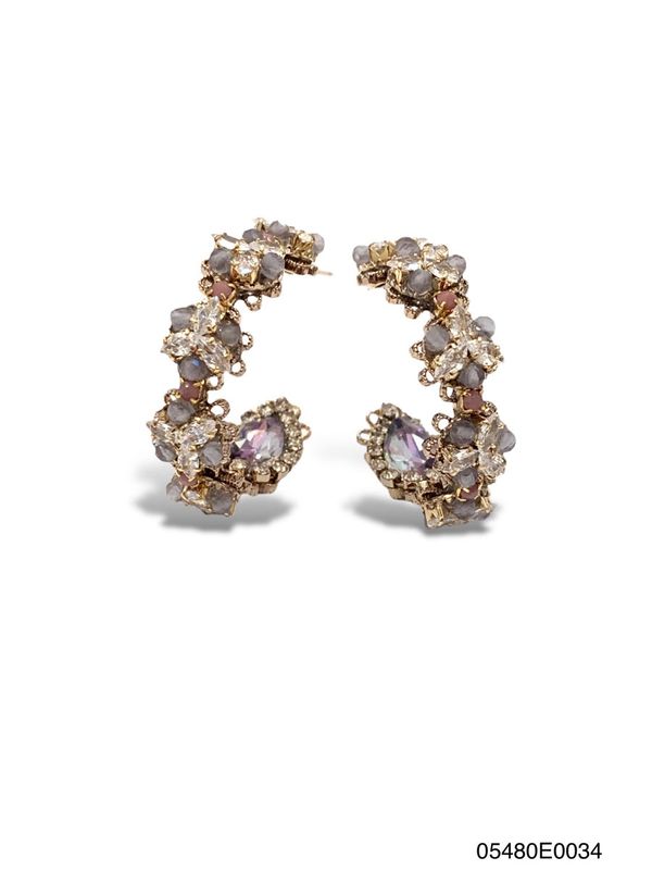 Earrings, Charlotte Hoop Gold/Laven