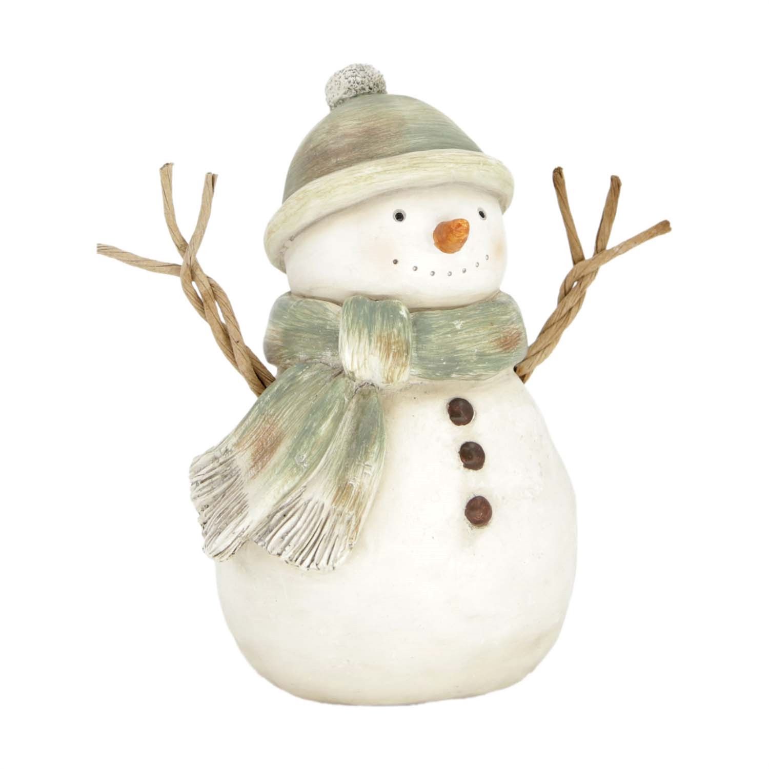 Snowman, Green Scarf/Hat 8"