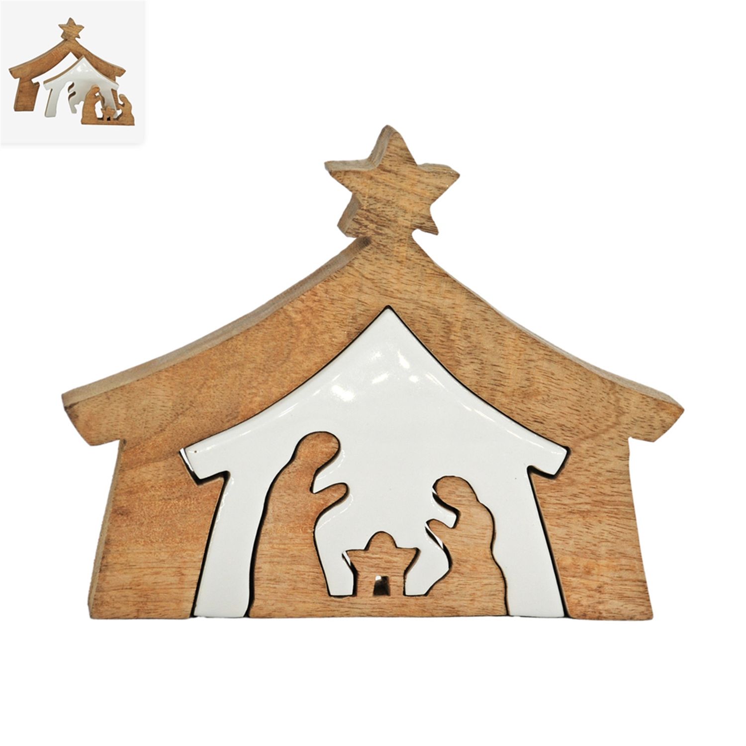 Nativity, Wood Puzzle White Enamel