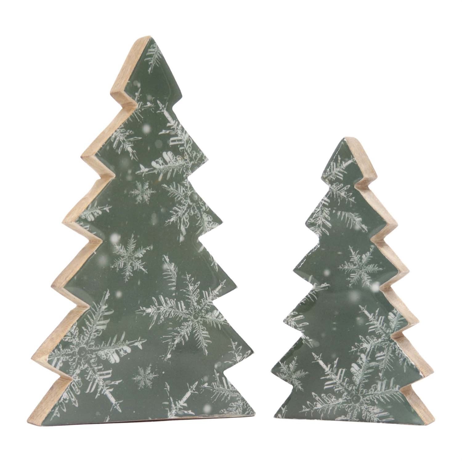 Tree, Whispering Winter Wood Green Enamel Snowflake Set/2