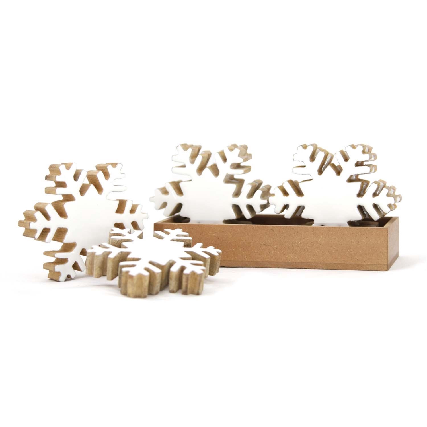 Snowflake, White Enamel Wood 3.5"