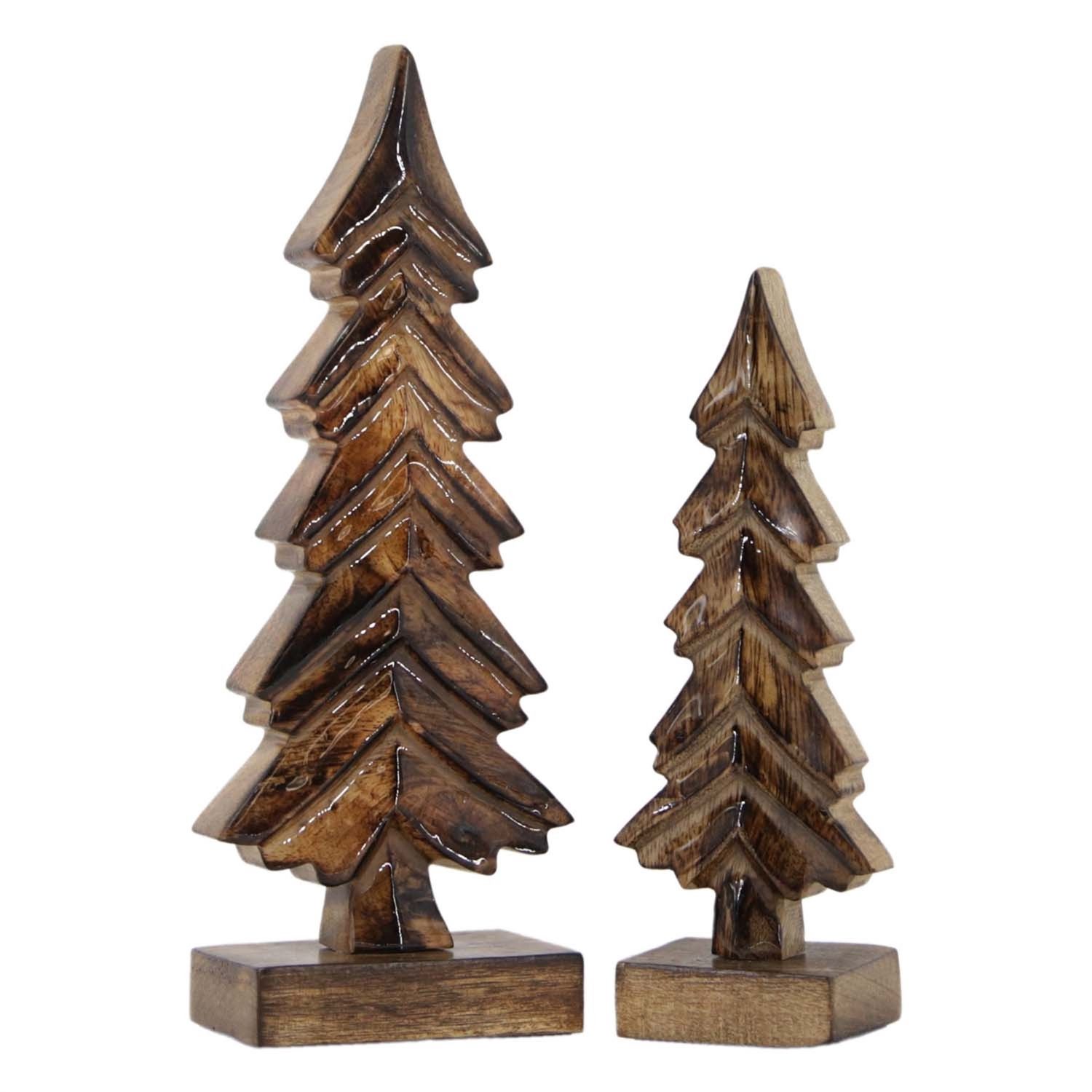 Tree, Dark Mango Wood on Stands Set/2 7"/9"