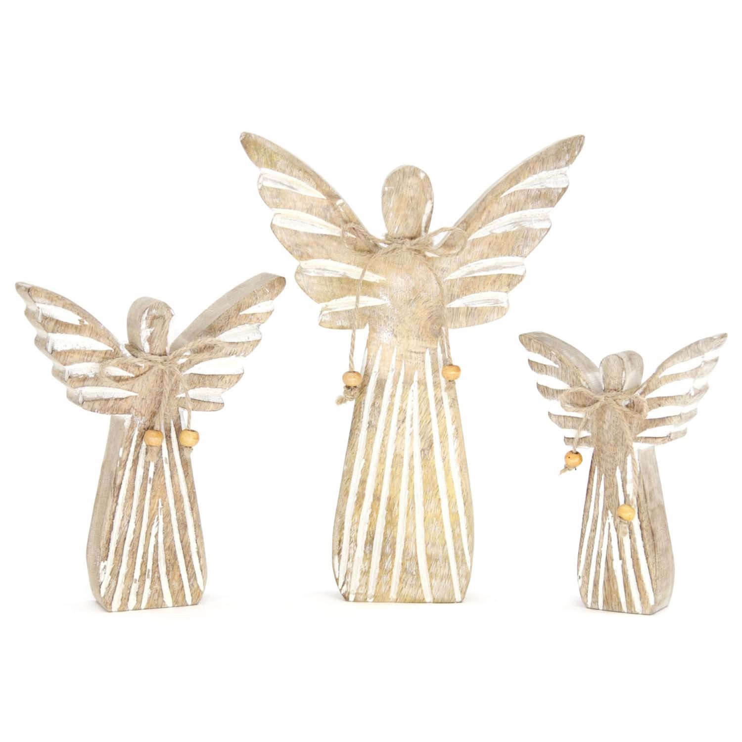 Angel, Wood w/Jute Bow Set/3