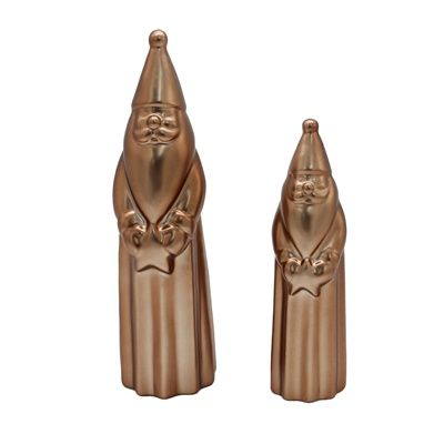 Santa, Set/2 Bronze Porcelain 6/8"