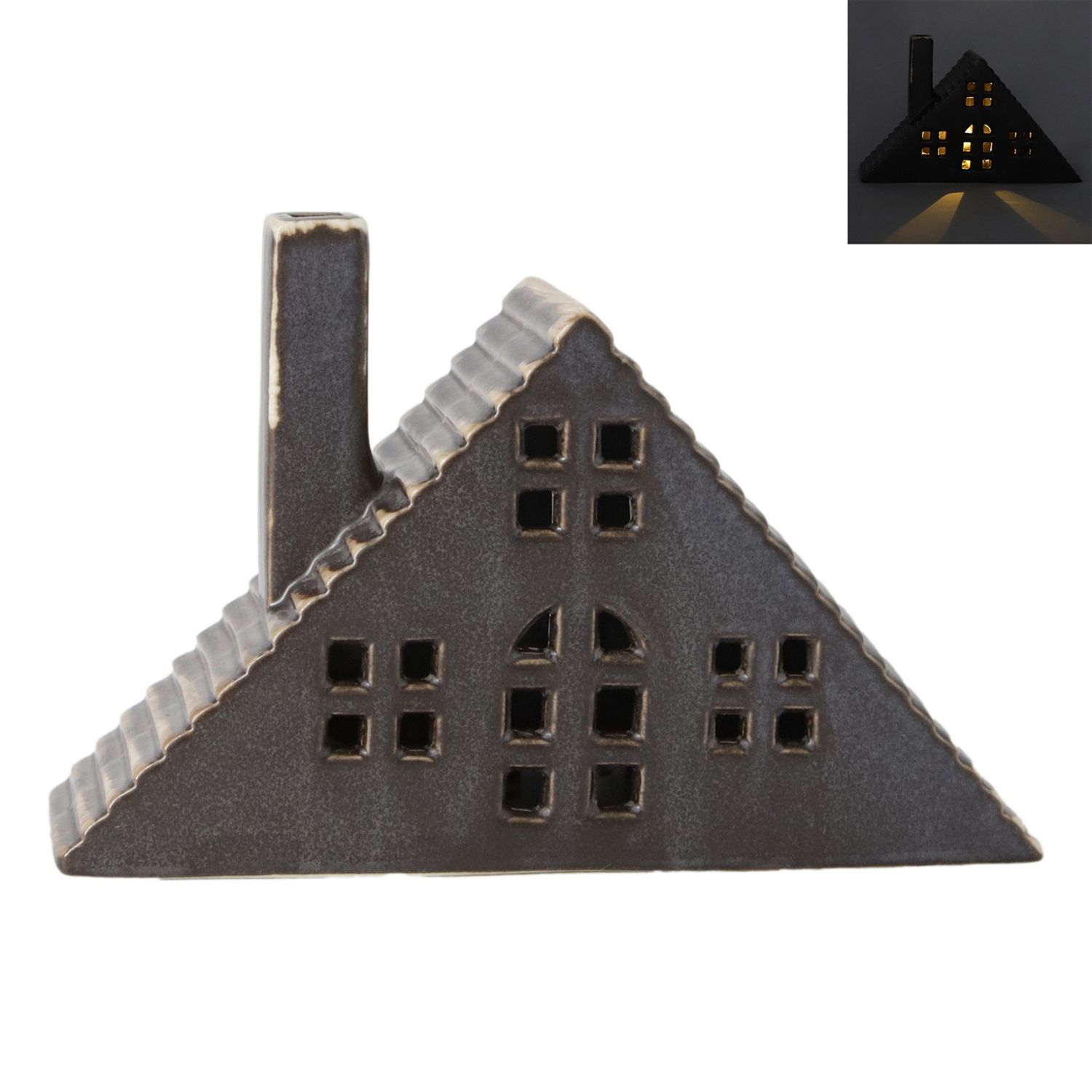 Large A-Frame Porcelain Cottage  Light-Up