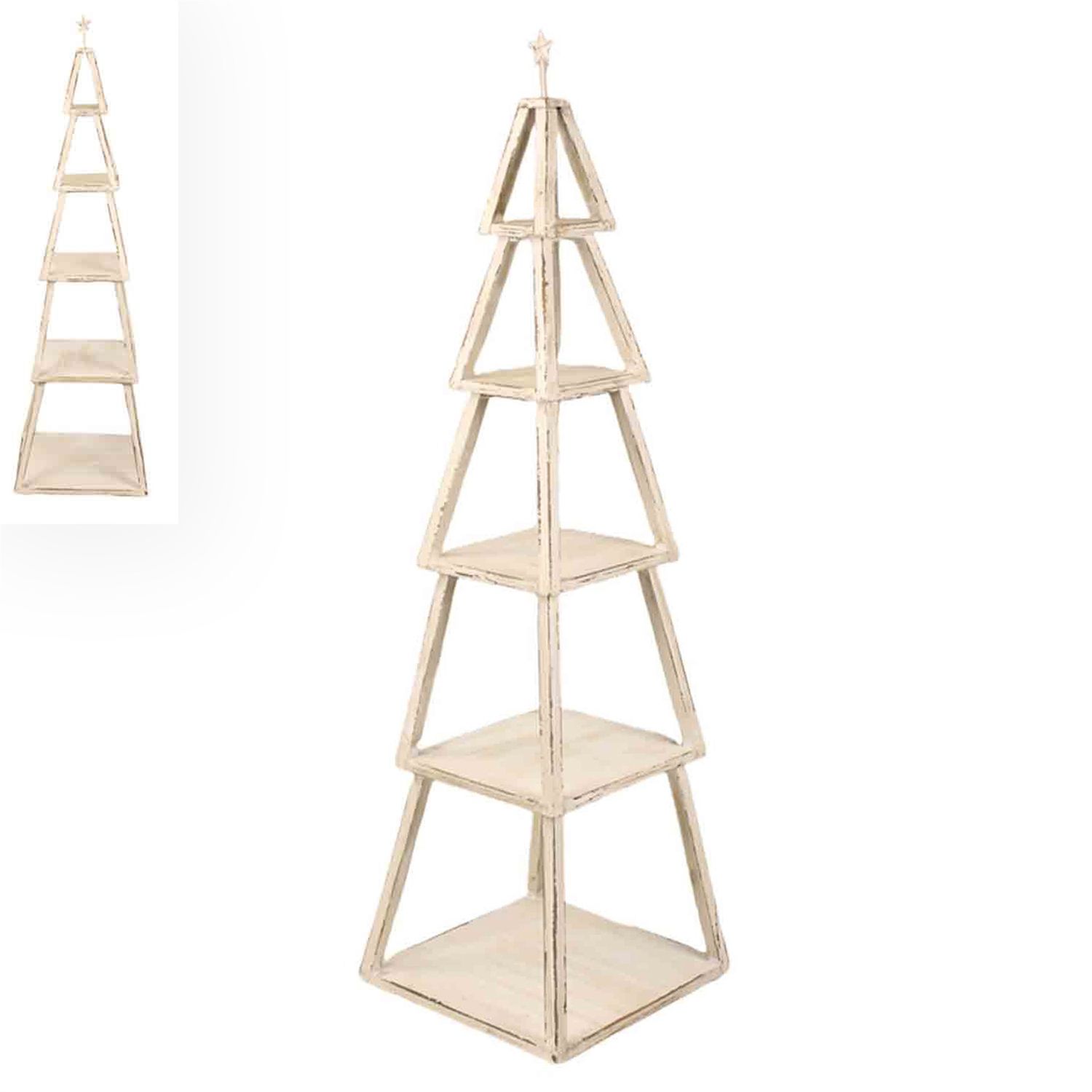Shelf, 5 Layer Whitewashed Wood Tree 64"