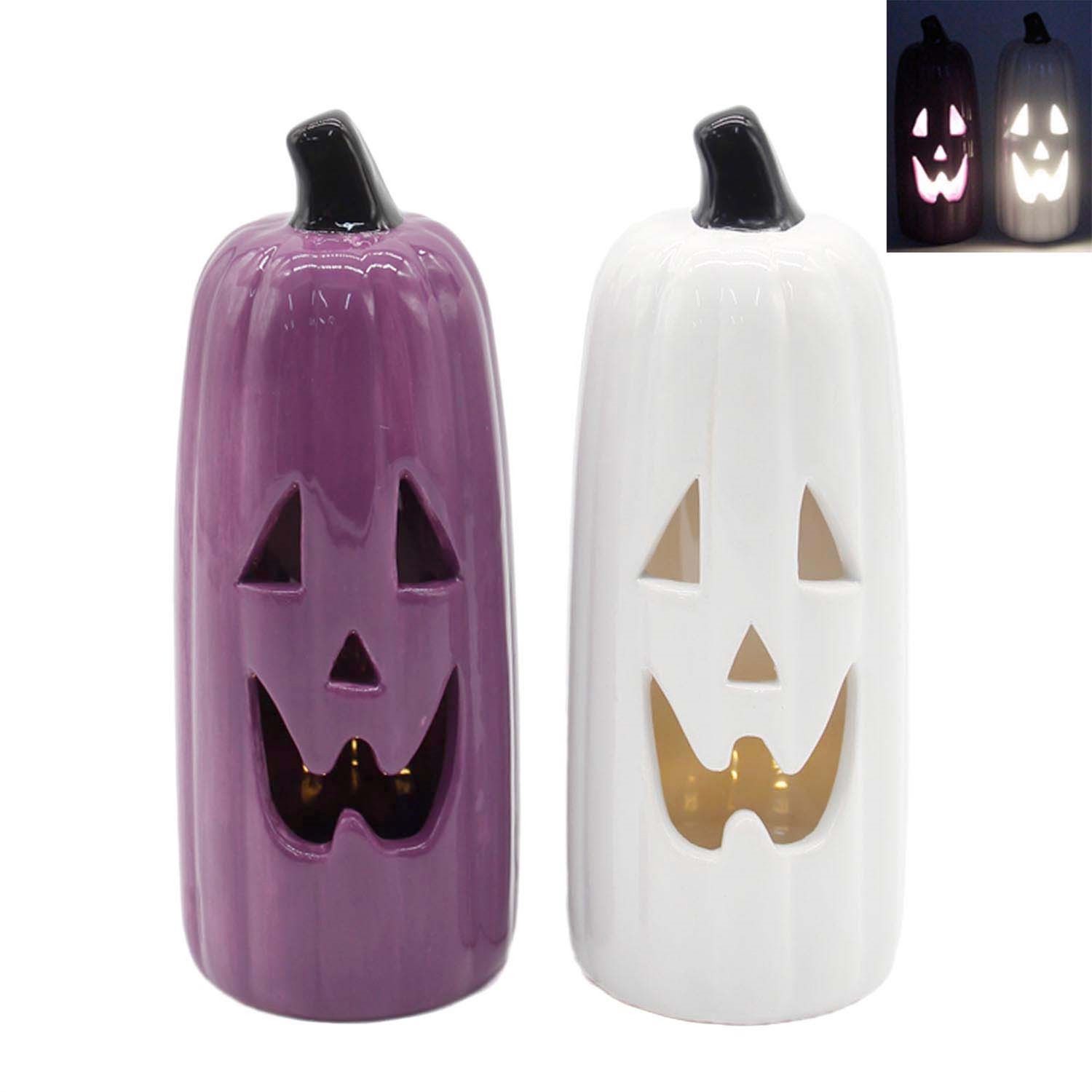Pumpkin, Skinny Jack O&#39;Lantern 2 Asst Purp/Wht 7&quot;