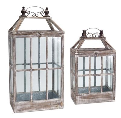 Lantern, Wood/Metal  2 sizes,  Sm &amp; Lg