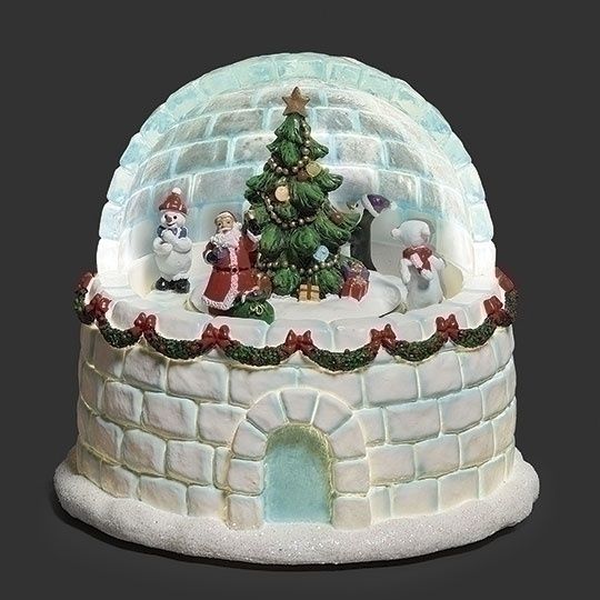 Music Box, 6.5&quot; Lighted Igloo w/Rotating Characters