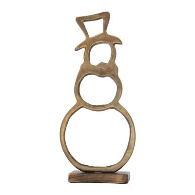 Snowman, 14.5" Antiq. Gold Metal Silhouette on Base