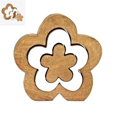 Tabletop, Med Wood Daisy Flower Block 3pc