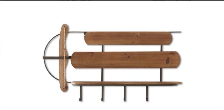Shelf, Wood &amp; Metal Frame Sled 19x32&quot; w/Hooks