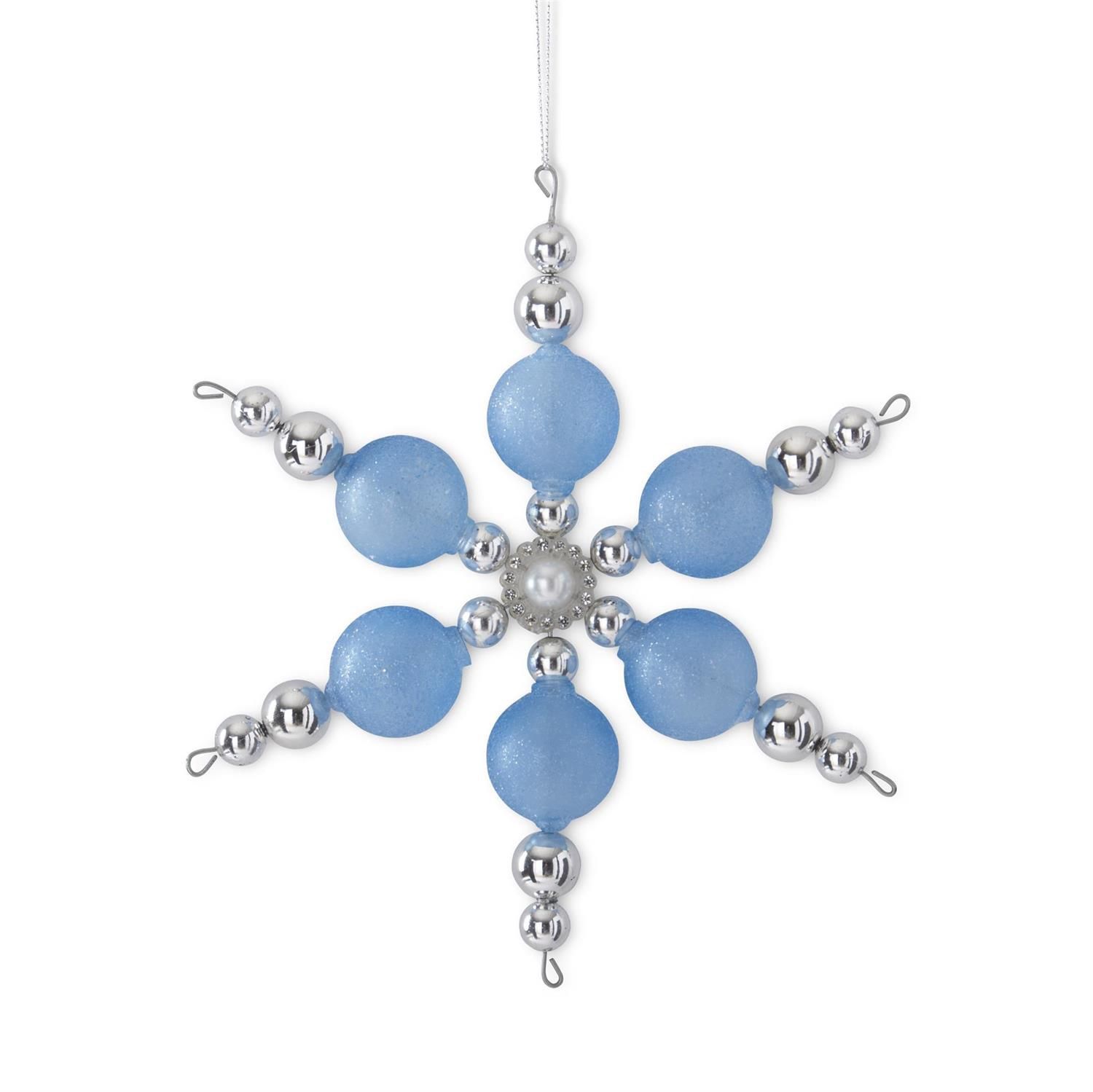 Ornament, 7" Blue &amp; Silver Ball Snowflake