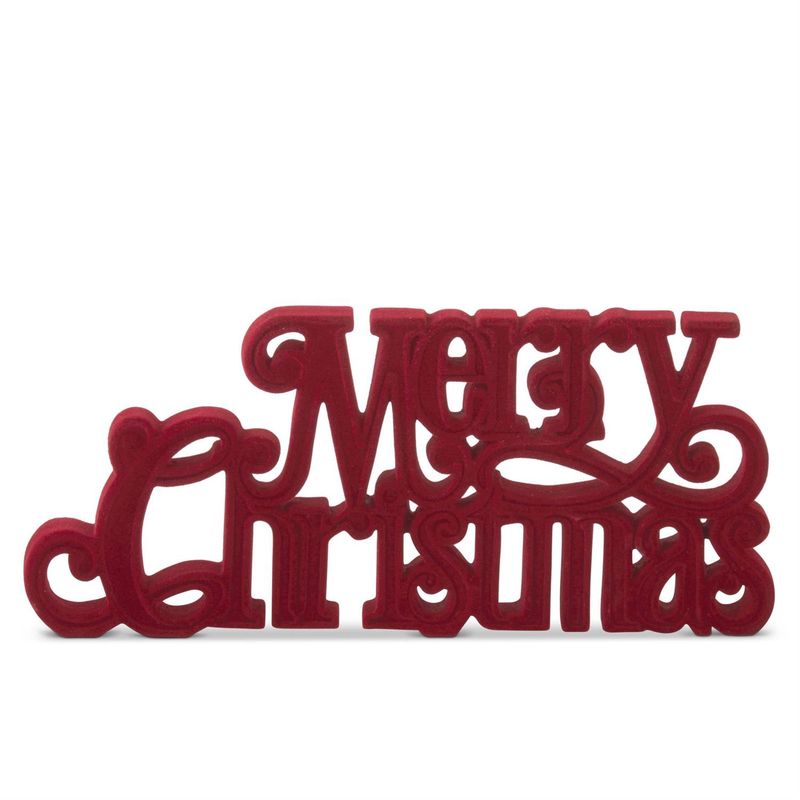 Sign, 11.5&quot; Burgundy Velvet Merry Xmas Cutout