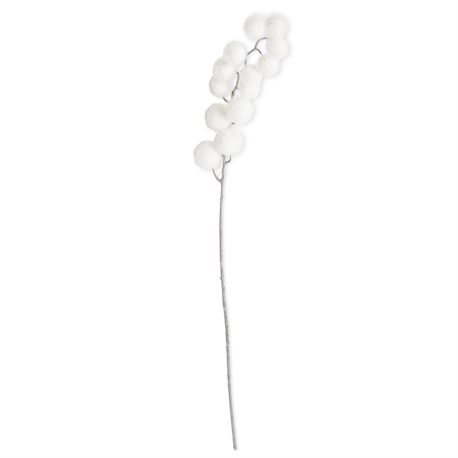 Spray, 32&quot; White Snowy Glittered Pom Pom