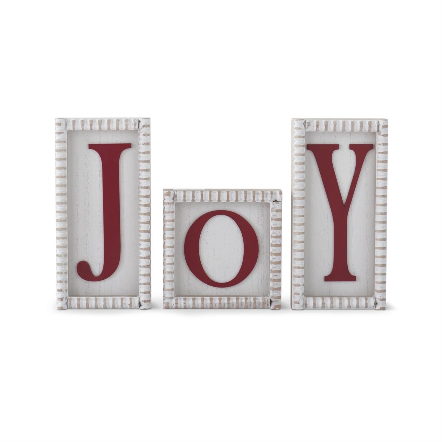 Sign, J O Y Red on Wood