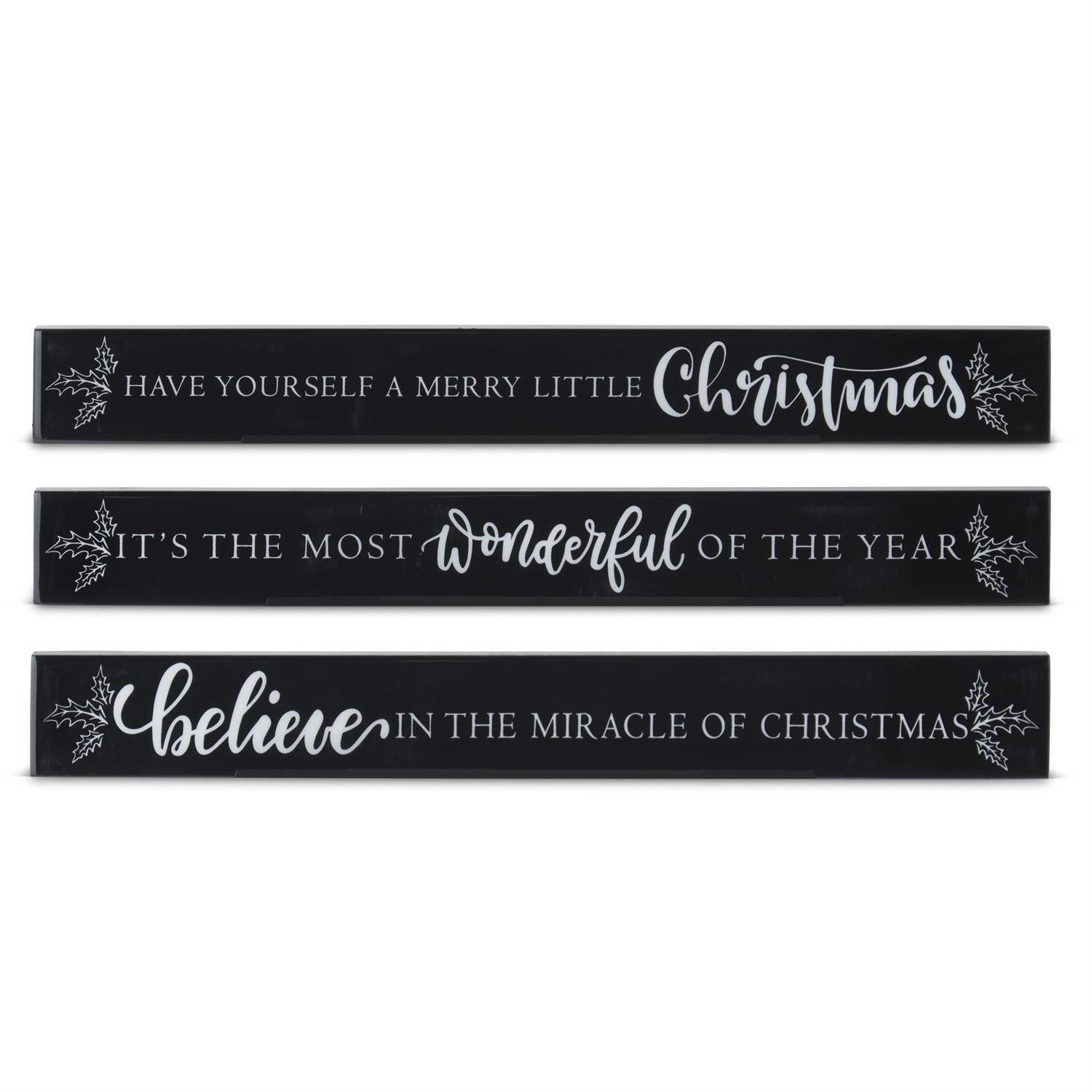 Sign, 15.5" Blk/Wht Xmas Message 3 Styles