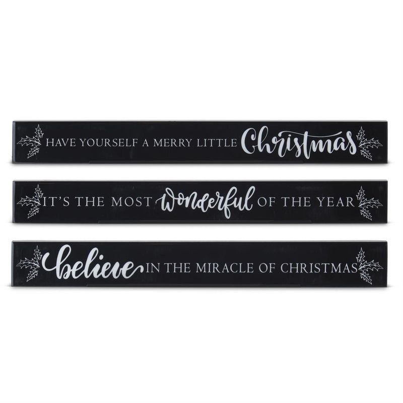 Sign, 15.5&quot; Blk/Wht Xmas Message 3 Styles
