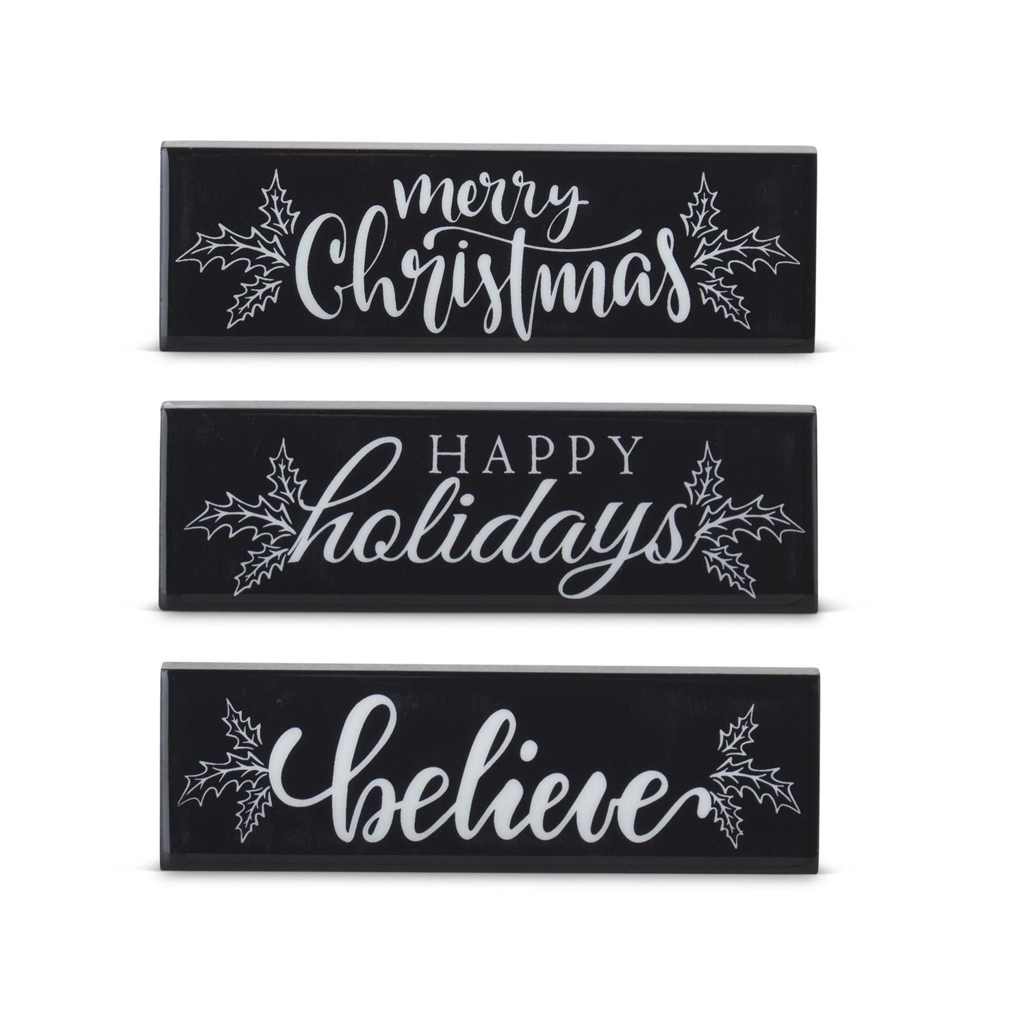 Sign, 6" Blk/Wht Xmas Message
