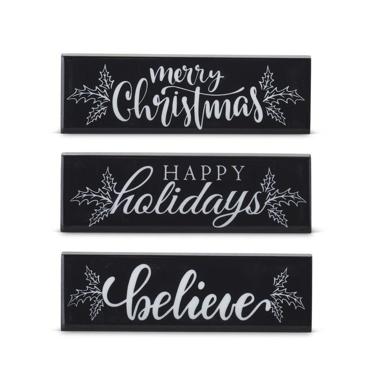 Sign, 6&quot; Blk/Wht Xmas Message